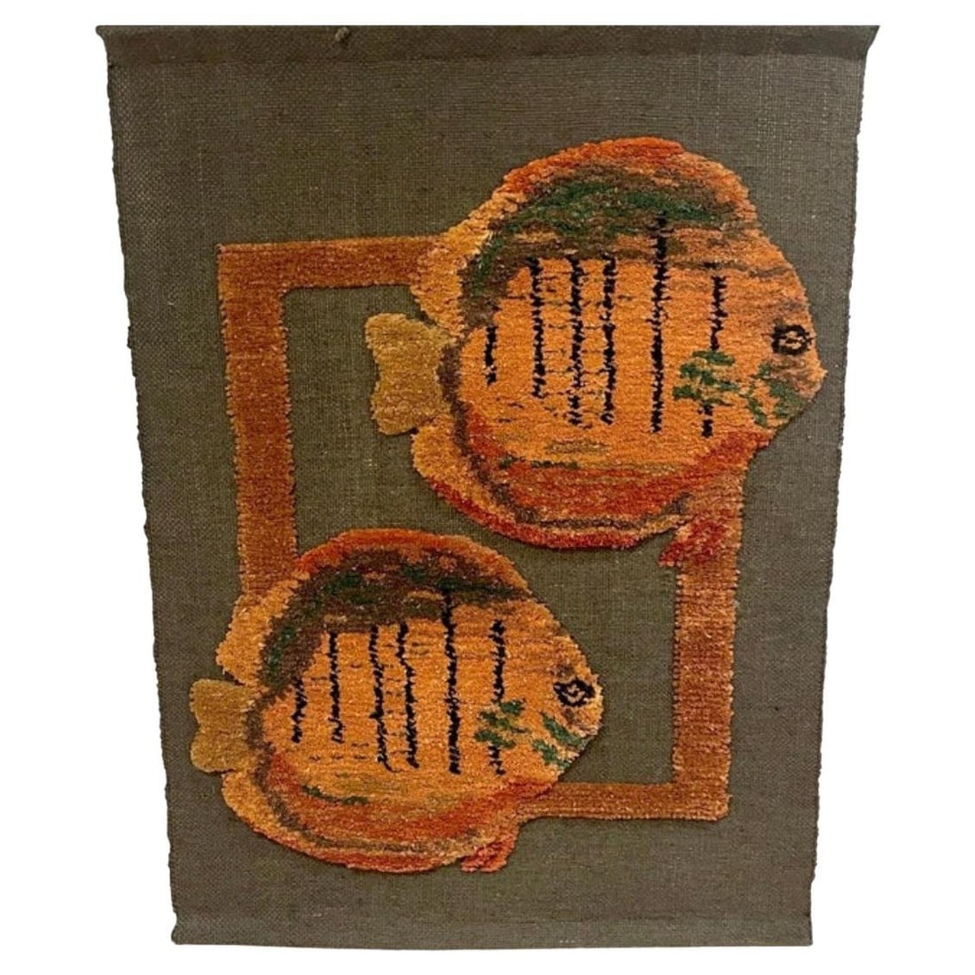 Woven Fish Design Tapestry by Tom Taylor Signed 1990 Cotton Wool Wall Art (1 of 16)