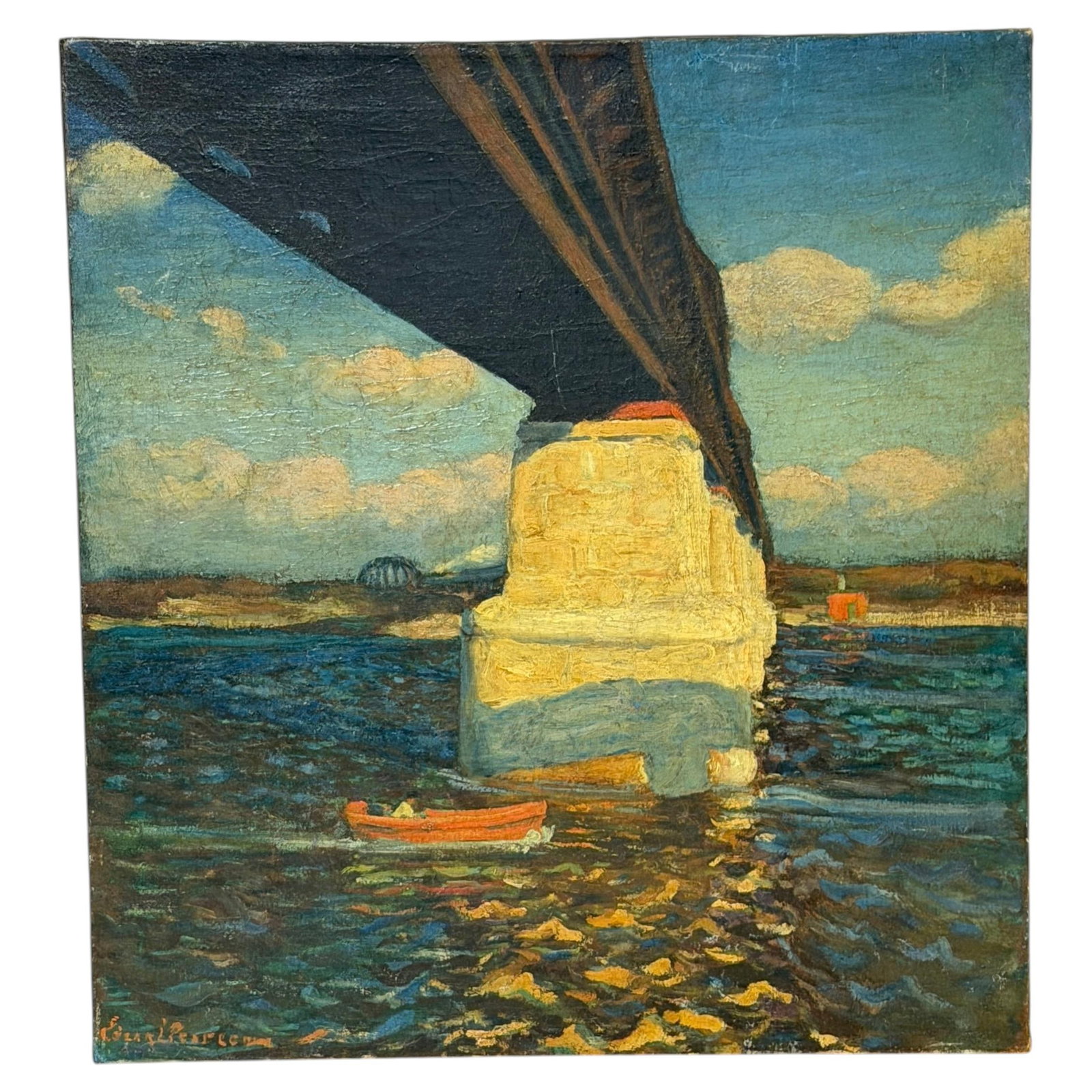 Edgar Lewis Pearce Philadelphia Bridge View Oil on Canvas 24 x 24 (1 of 14)