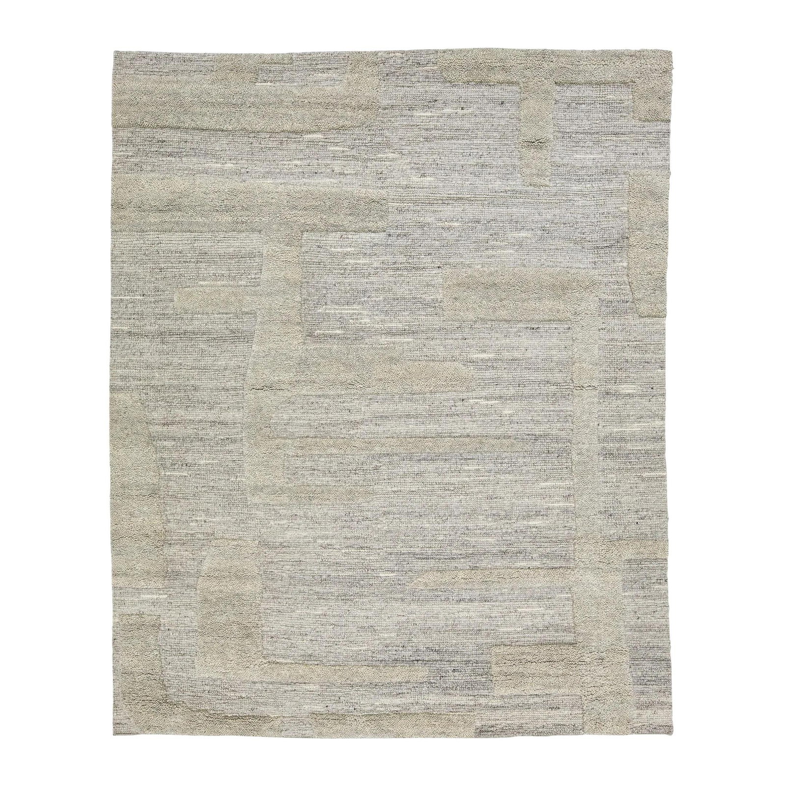 Modern Geometric Wool Rug 8' x 10' in Gray: Modern Geometric Wool Rug 8' x 10' in Gray Enhance your living space with this stunning hand-knotted Moroccan-style wool rug. Featuring a captivating modern design, it presents a beautiful geometric p