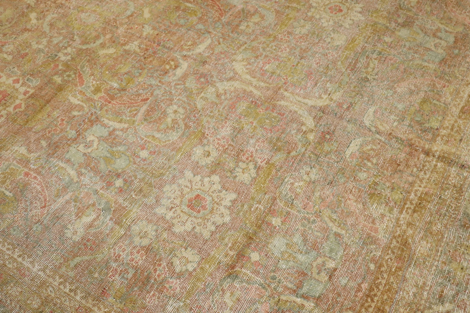 8' 3" x 12' 5" Persian Sultanabad Mahal Room Rug: 8' 3" x 12' 5" Persian Sultanabad Mahal Room Rug Early 20th century Persian Mahal Sultanabad room rug with a naturally worn appearance and warm color palette. This pre-owned rug is described as shabby