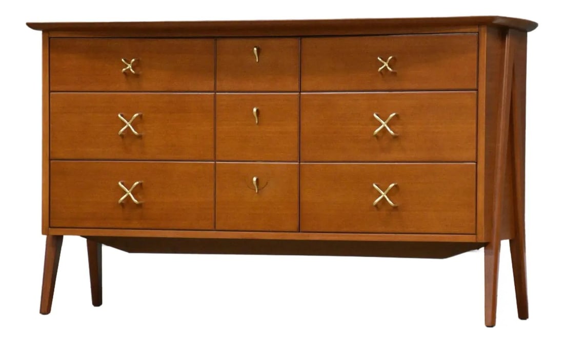 Mid Century Modern 57" Mahogany Dresser by Canada Cabinets: Mid Century Modern 57" Mahogany Dresser by Canada Cabinets Discover this stunning mid-century modern dresser, expertly refinished to bring out the beauty of its rich mahogany wood. This six-drawer pie