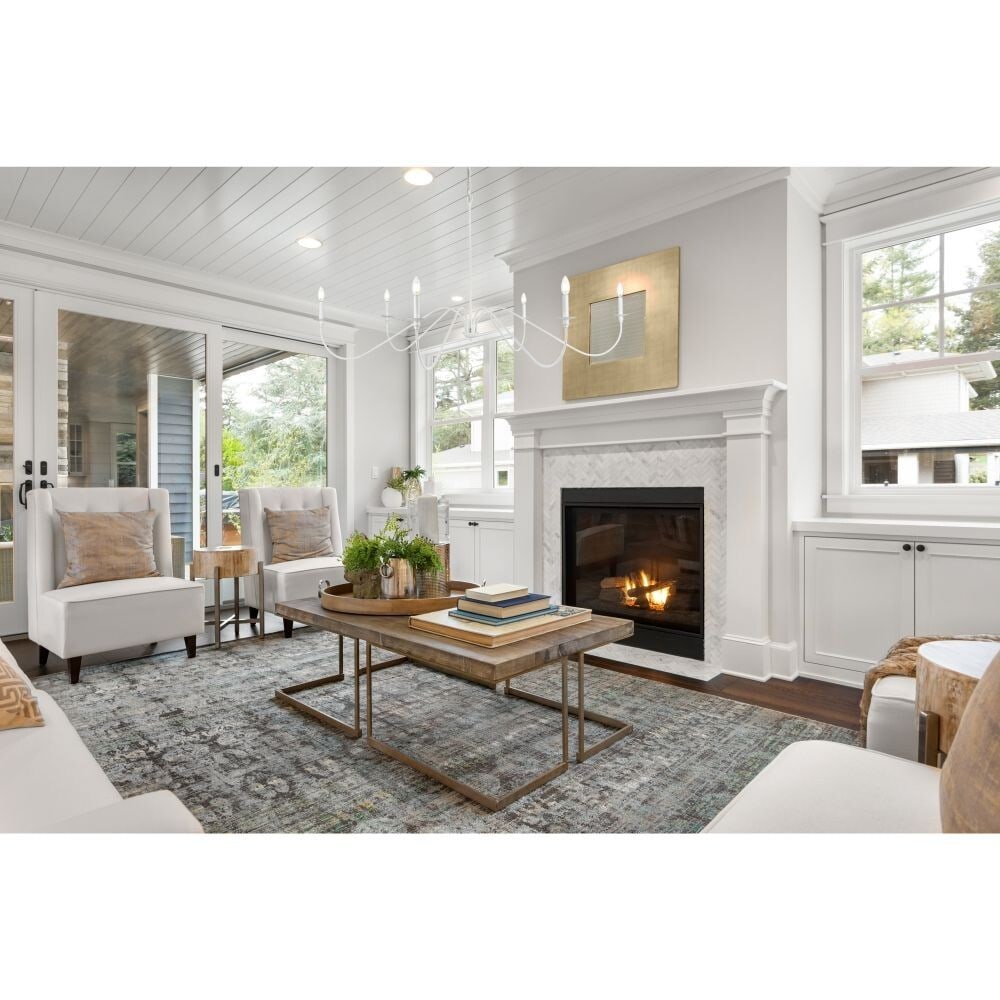 Rohan 6-Light White Modern Farmhouse Chandelier 60 inch: Rohan 6-Light White Modern Farmhouse Chandelier 60 inch Illuminate your space with the stunning Rohan 6-Light Chandelier, designed in a sleek modern farmhouse style. This elegant ceiling fixture featu