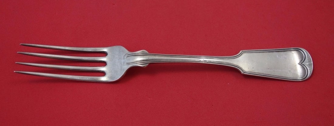 Schulz & Fischer Sterling Silver Threaded Banquet Fork 8 1/4" Rare Vintage: Schulz & Fischer Sterling Silver Threaded Banquet Fork 8 1/4" Rare Vintage Discover a piece of history with this exquisite Sterling Silver Banquet Fork from Schulz & Fischer, featuring the elegant Thr
