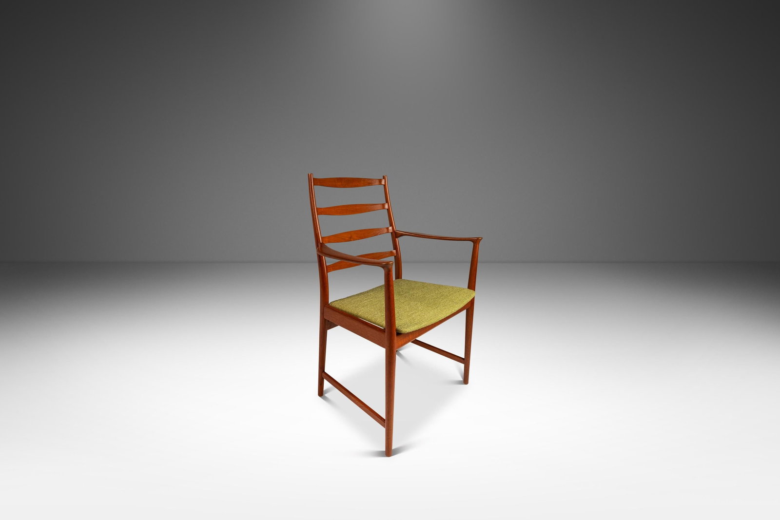 Rare Torbjorn Afdal Danish Modern Teak Ladder Back Armchair 1960s Vamo: Rare Torbjorn Afdal Danish Modern Teak Ladder Back Armchair 1960s Vamo Experience the elegance of Mid-Century design with this exceptional contoured ladder back armchair, crafted from solid teak by re