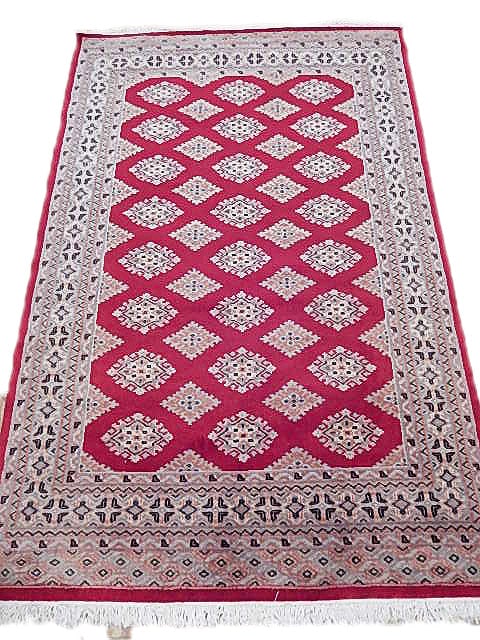 4 x 6.2 Red Hand-Knotted Jaldar Bokhara Area Rug from Pakistan (1 of 7)