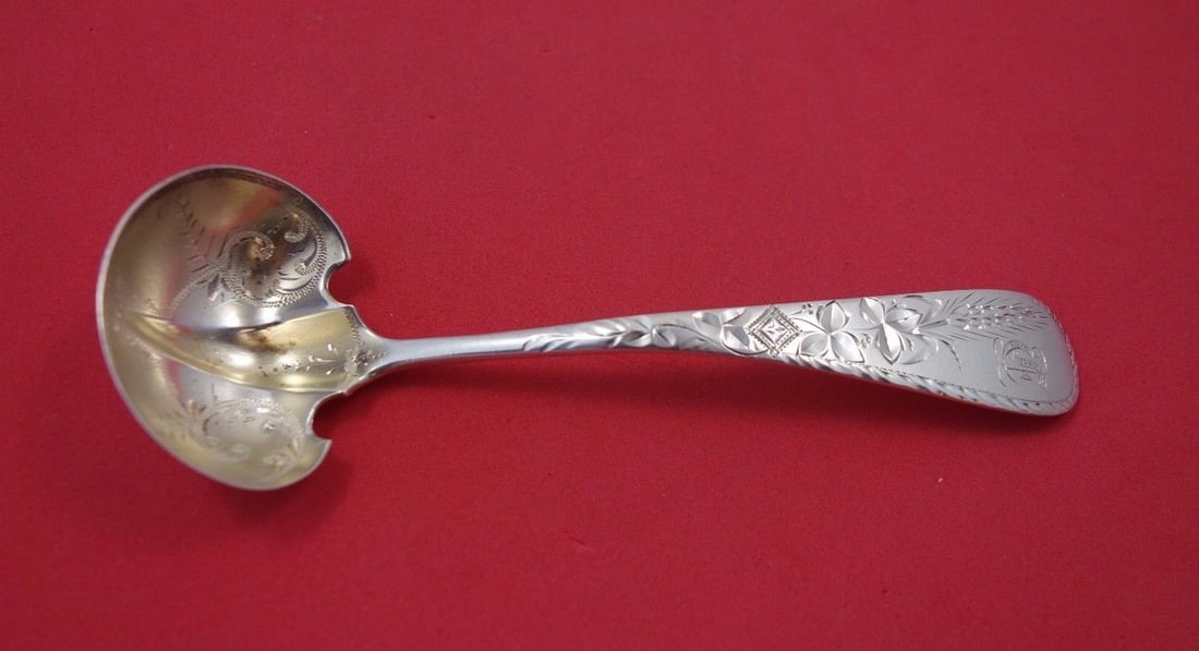 Vanderslice Antique Engraved Wheat Sterling Silver Sauce Ladle 5 3/4" (1 of 1)