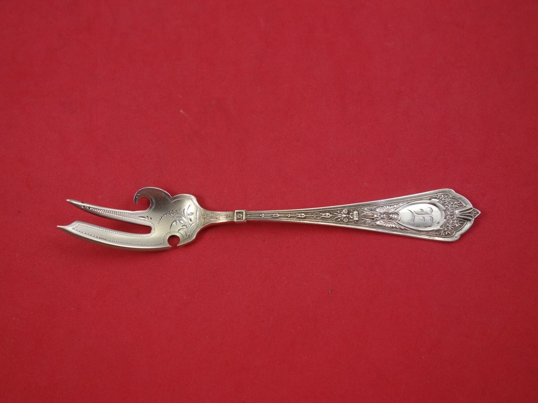 Schulz & Fischer Cleopatra Sterling Silver Lobster Fork 6" Bright-Cut (1 of 1)