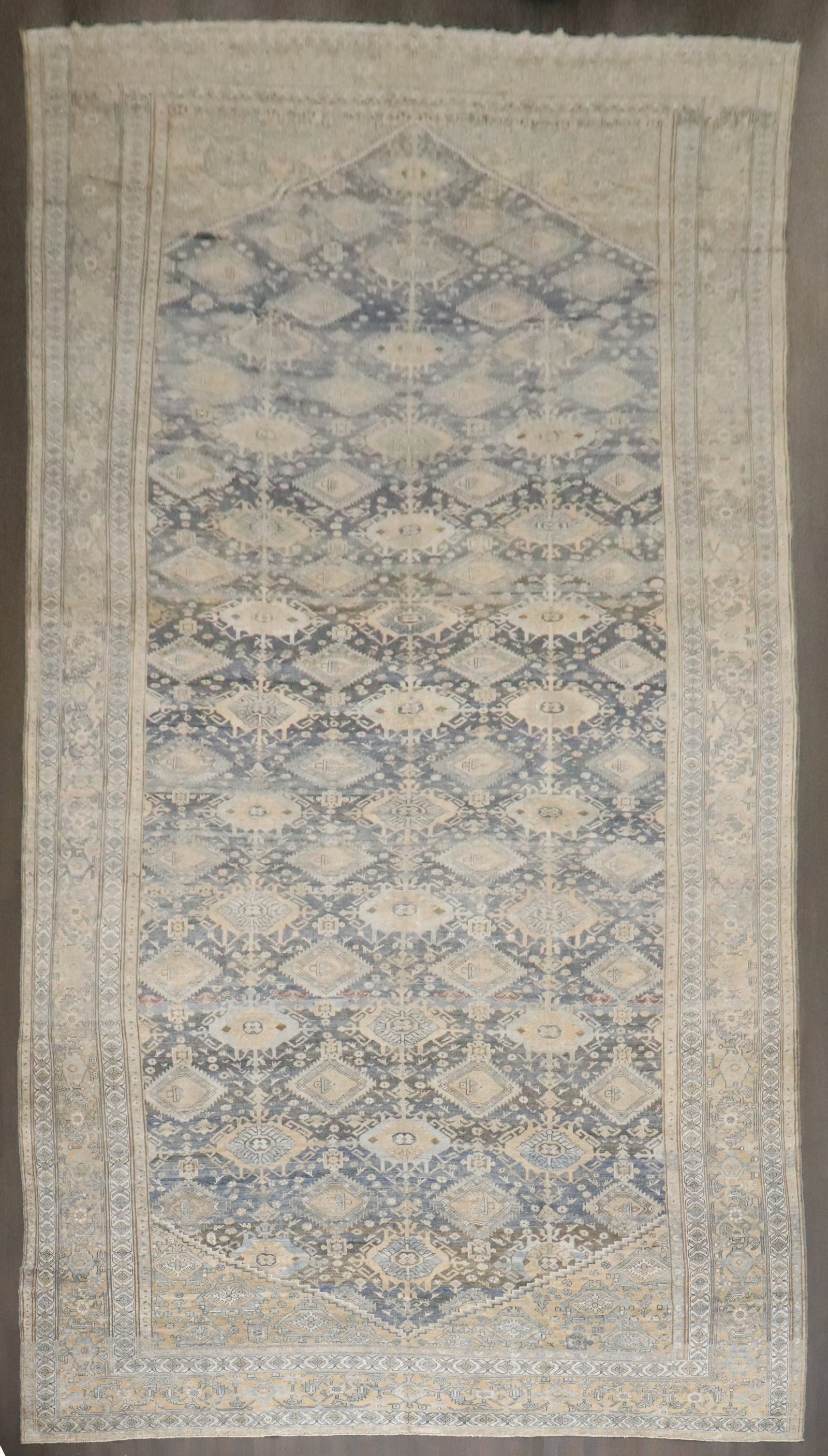 11' 3" x 24' 6" Oversize Persian Malayer Geometric Rug: 11' 3" x 24' 6" Oversize Persian Malayer Geometric Rug Early 20th century Persian Malayer geometric rug in an oversize mansion format. This pre-owned piece features the geometric design noted in the t