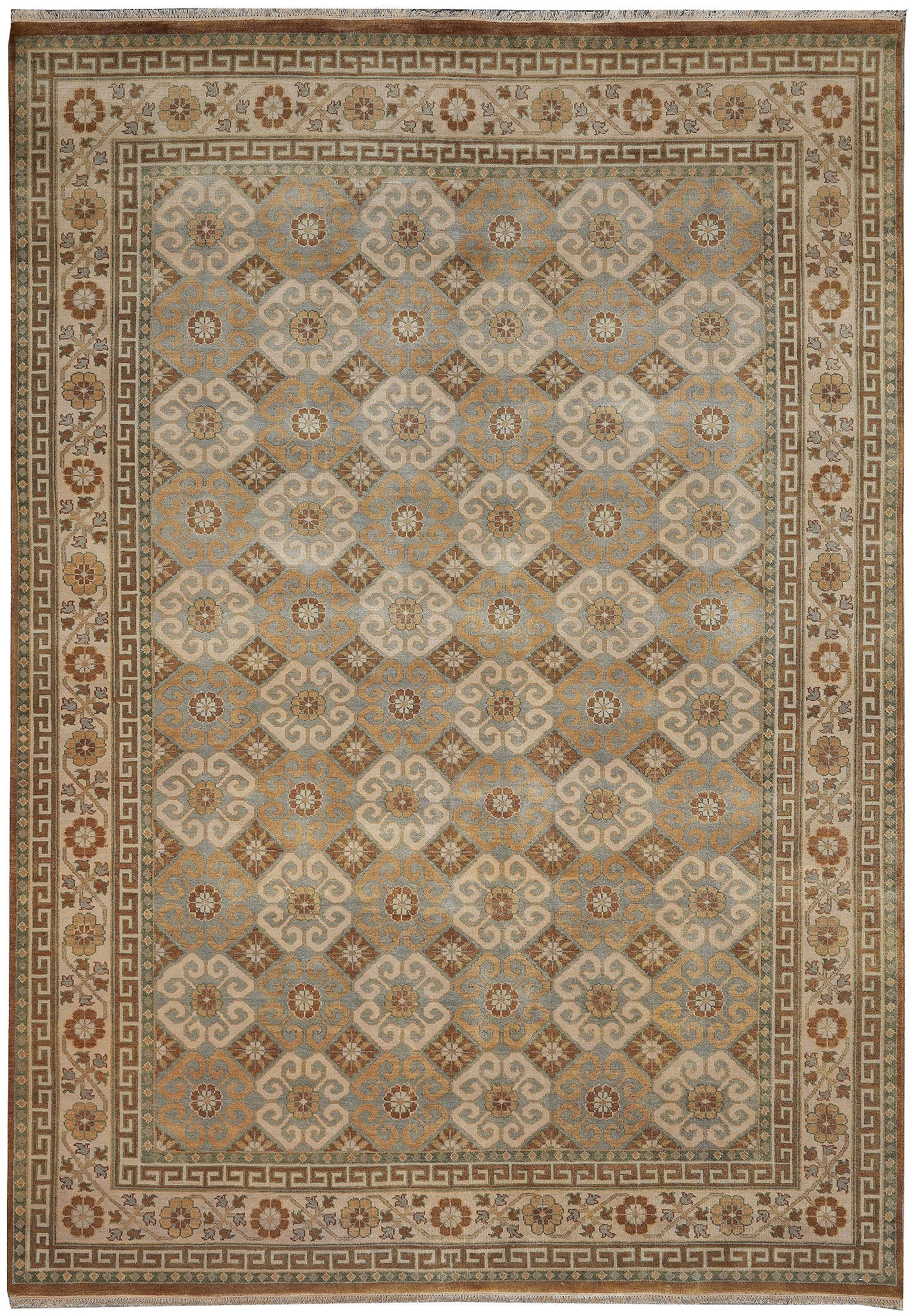 8.6 x 12 Handmade Pakistani Agra Rug Natural Wool Earth Tones (1 of 11)
