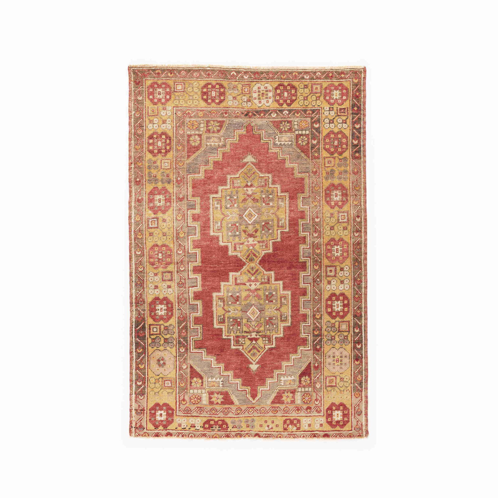 Authentic Anadol Handmade Wool Carpet 44.5x68.5 Double Knots: Authentic Anadol Handmade Wool Carpet 44.5x68.5 Double Knots This authentic handmade Anadol carpet showcases exquisite craftsmanship with its wool on wool construction. With a weaving technique that f