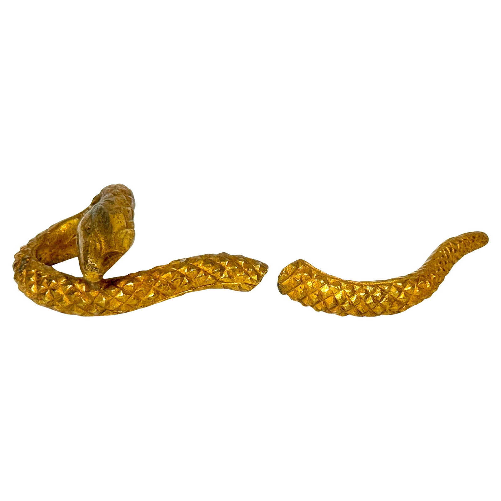 Art Deco French Ormolu Serpent Handles Set of 2 Stamped LT 1925-1935: Art Deco French Ormolu Serpent Handles Set of 2 Stamped LT 1925-1935 Discover a rare French Art Deco ormolu serpent handle, dating back to the period of 1925-1935. This exquisite piece features a stri