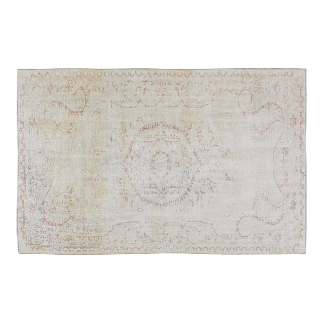 Hand-Knotted Wool Area Rug Turkish Anatolian Design 5'2" x 8'4": Hand-Knotted Wool Area Rug Turkish Anatolian Design 5'2" x 8'4" This vintage Turkish Anatolian hand-knotted wool rug showcases traditional craftsmanship and timeless design. Expertly crafted using age
