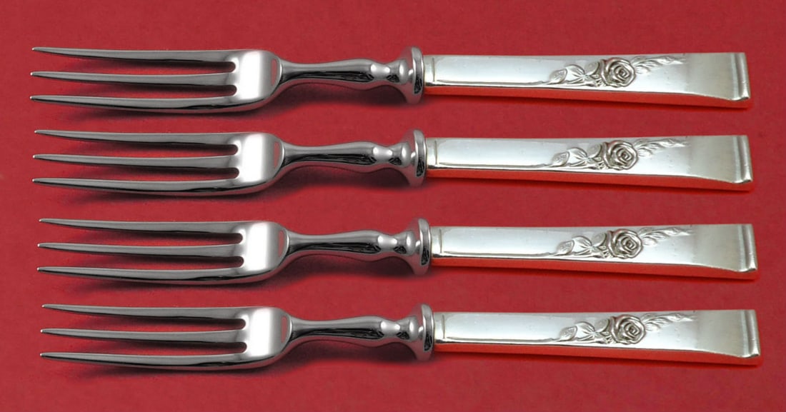 Reed & Barton Classic Rose Sterling Silver Fruit Fork Set 4pc (1 of 2)