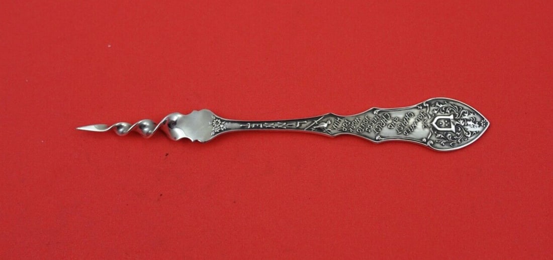 Shiebler Linnet Sterling Silver Twisted Butter Pick 5.5" Religious Pattern (1 of 2)
