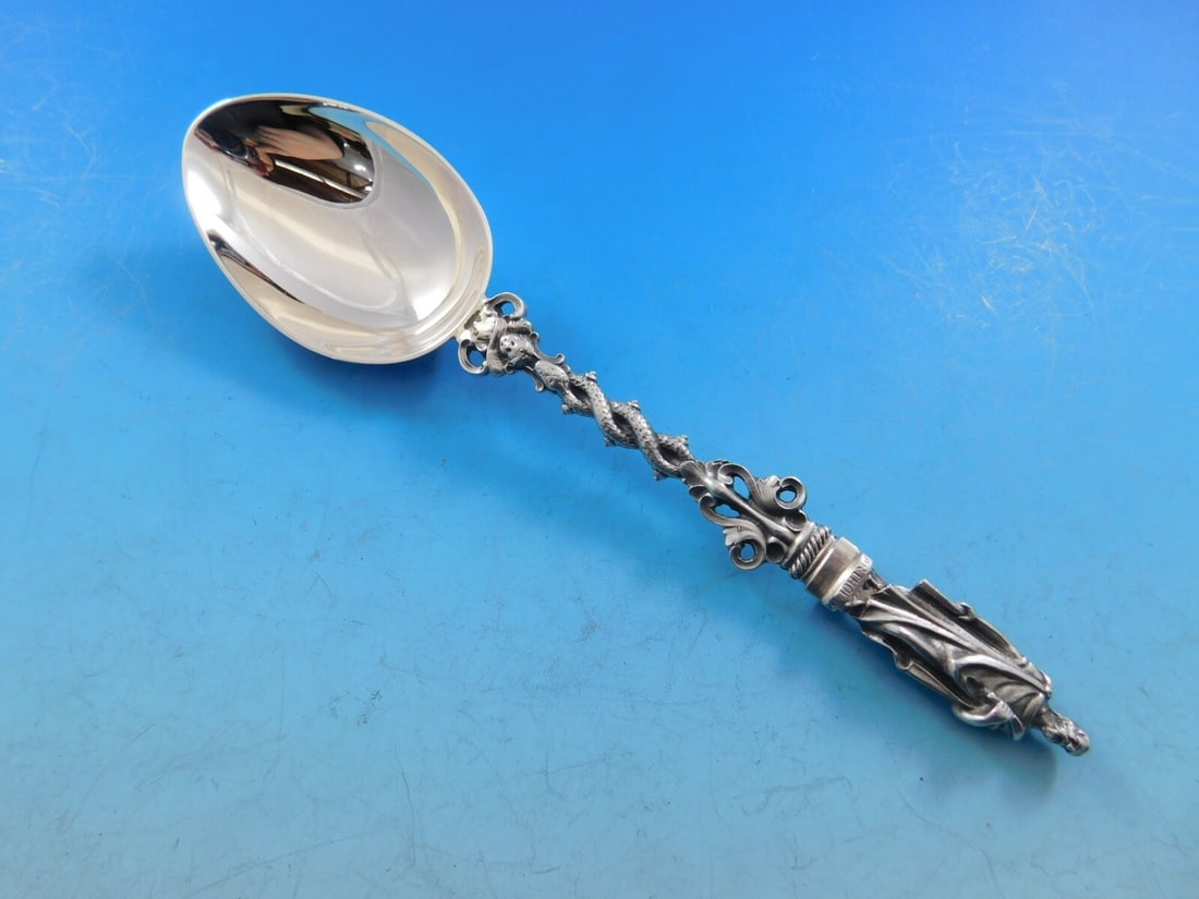 Gorham Apostles Large Sterling Silver Soup Spoon Bartholomew 6.5": Gorham Apostles Large Sterling Silver Soup Spoon Bartholomew 6.5" This exquisite Apostles Large soup spoon by Gorham is a stunning example of craftsmanship in sterling silver. Measuring 6 1/2 inches, 