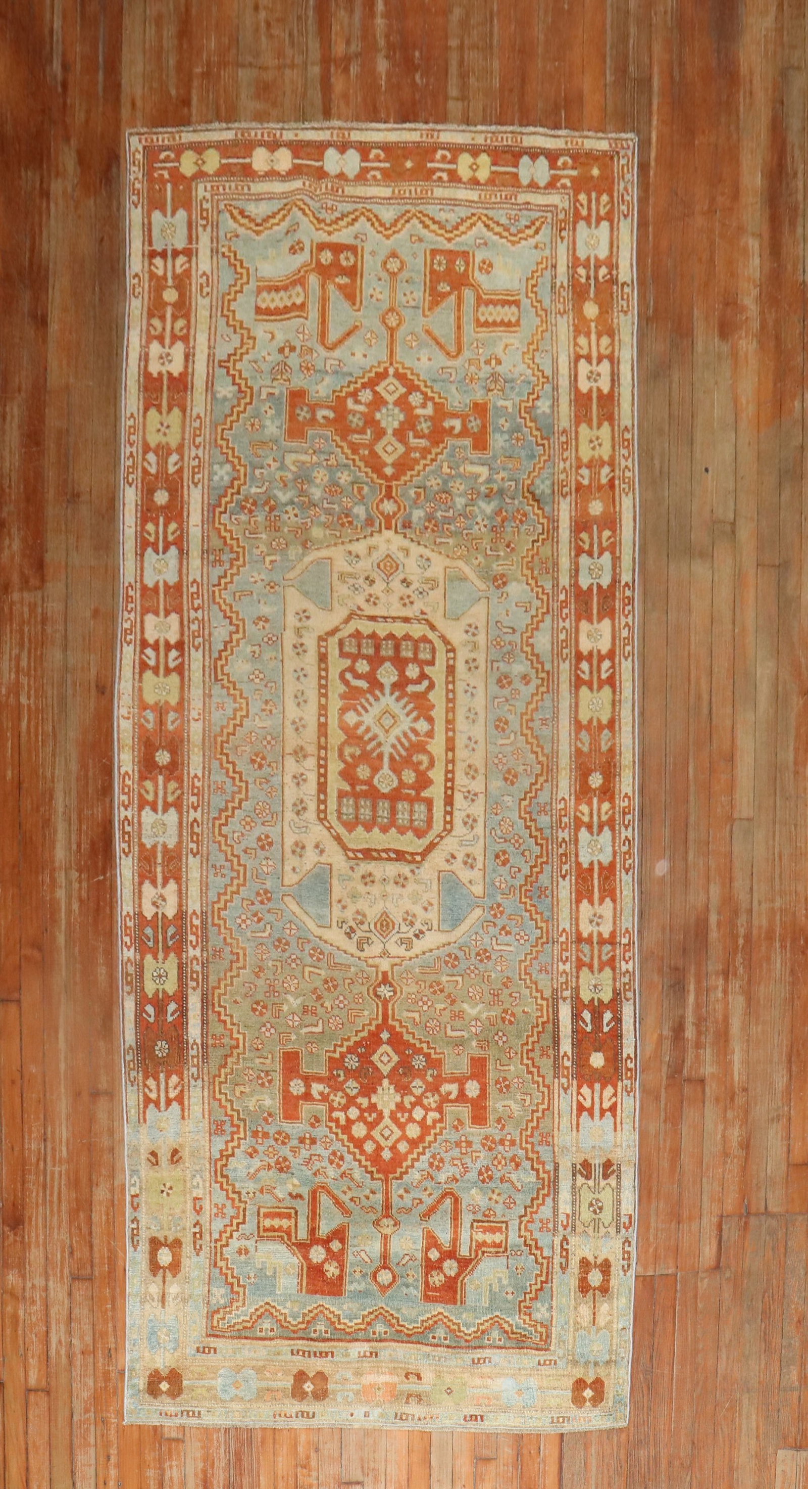 4' 4" x 11' Persian Bidjar Kurdish Gallery Runner (1 of 7)
