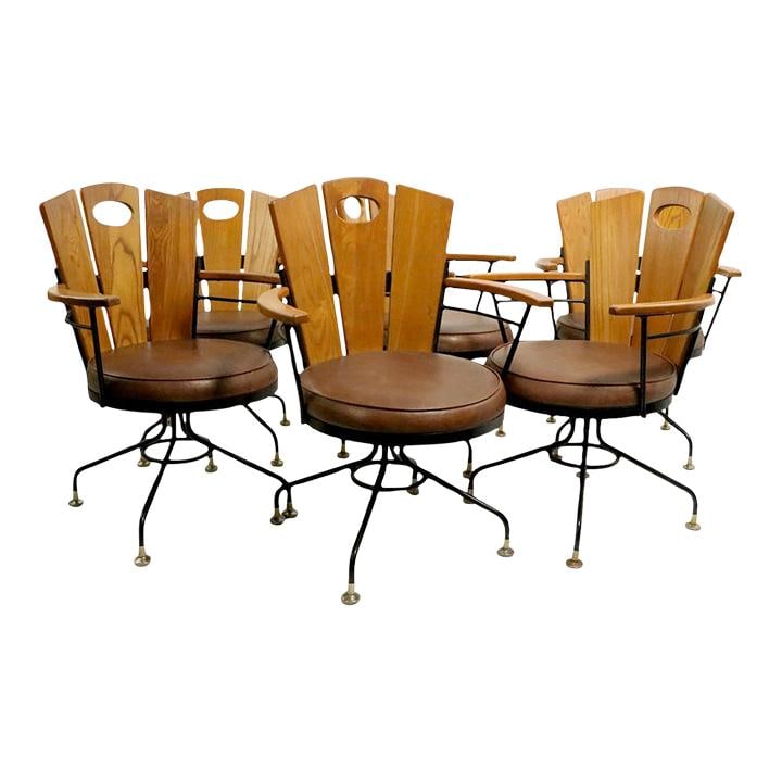 Richard McCarthy Mid Century Modern Armchairs Set of 6 Brown: Richard McCarthy Mid Century Modern Armchairs Set of 6 Brown Enhance your dining experience with this exquisite set of six Mid-Century Dining Armchairs designed by Richard McCarthy. These chairs combi