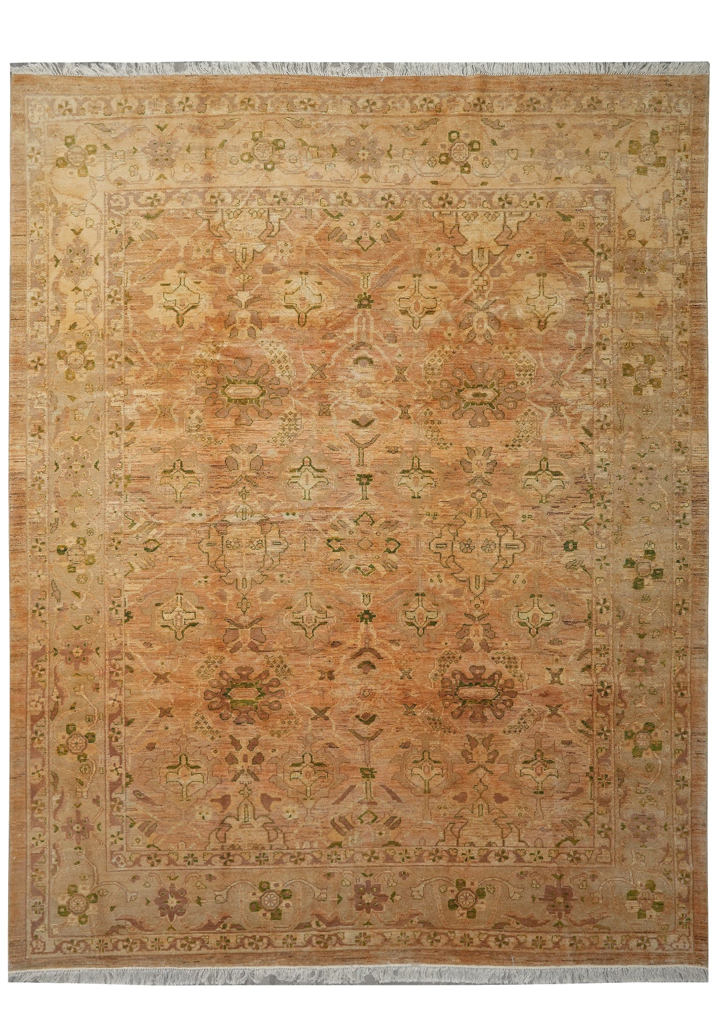 8.8 x 11 Hand-Knotted Chobi Peshawar Rug Floral Vine Wool Honey Rust: 8.8 x 11 Hand-Knotted Chobi Peshawar Rug Floral Vine Wool Honey Rust Free continental US Shipping Hand-knotted Transitional Chobi Peshawar rug with an all-over floral vine pattern featuring stylized b