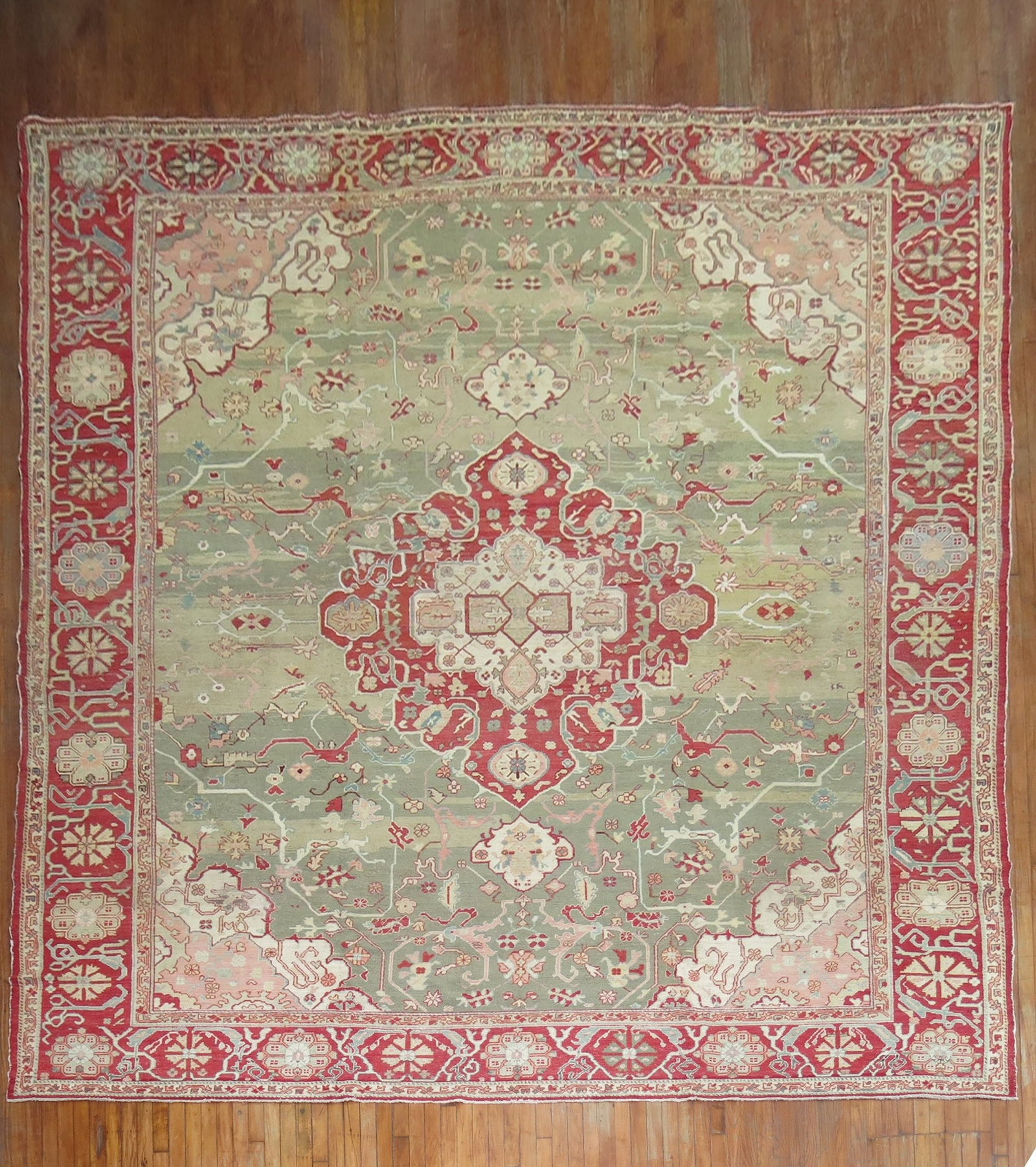 12' 1" x 15' 5" Turkish Kula Oushak Oversize Rug Green (1 of 7)