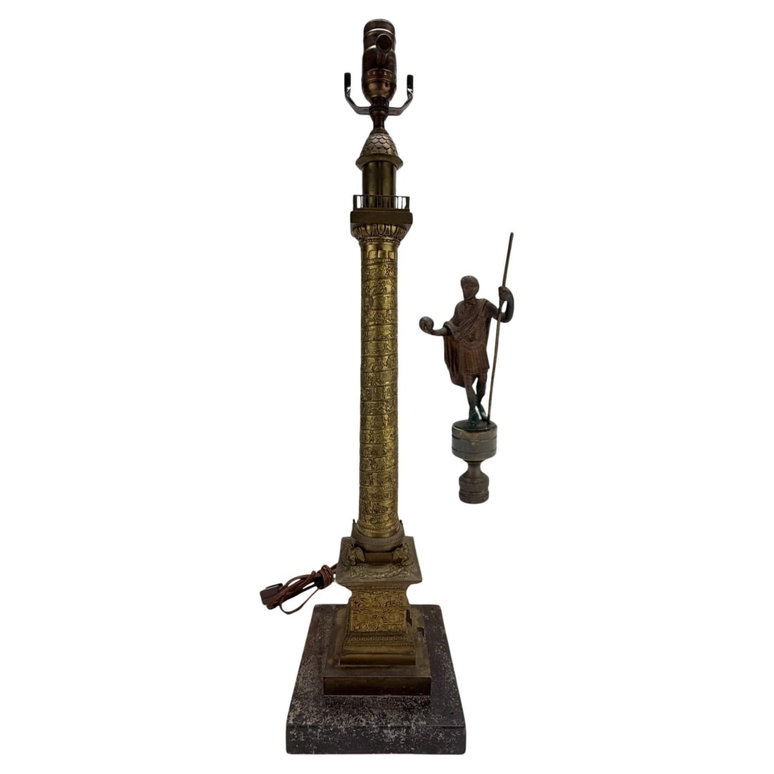 Grand Tour Bronze Trajan's Column Lamp with Emperor Finial (1 of 15)