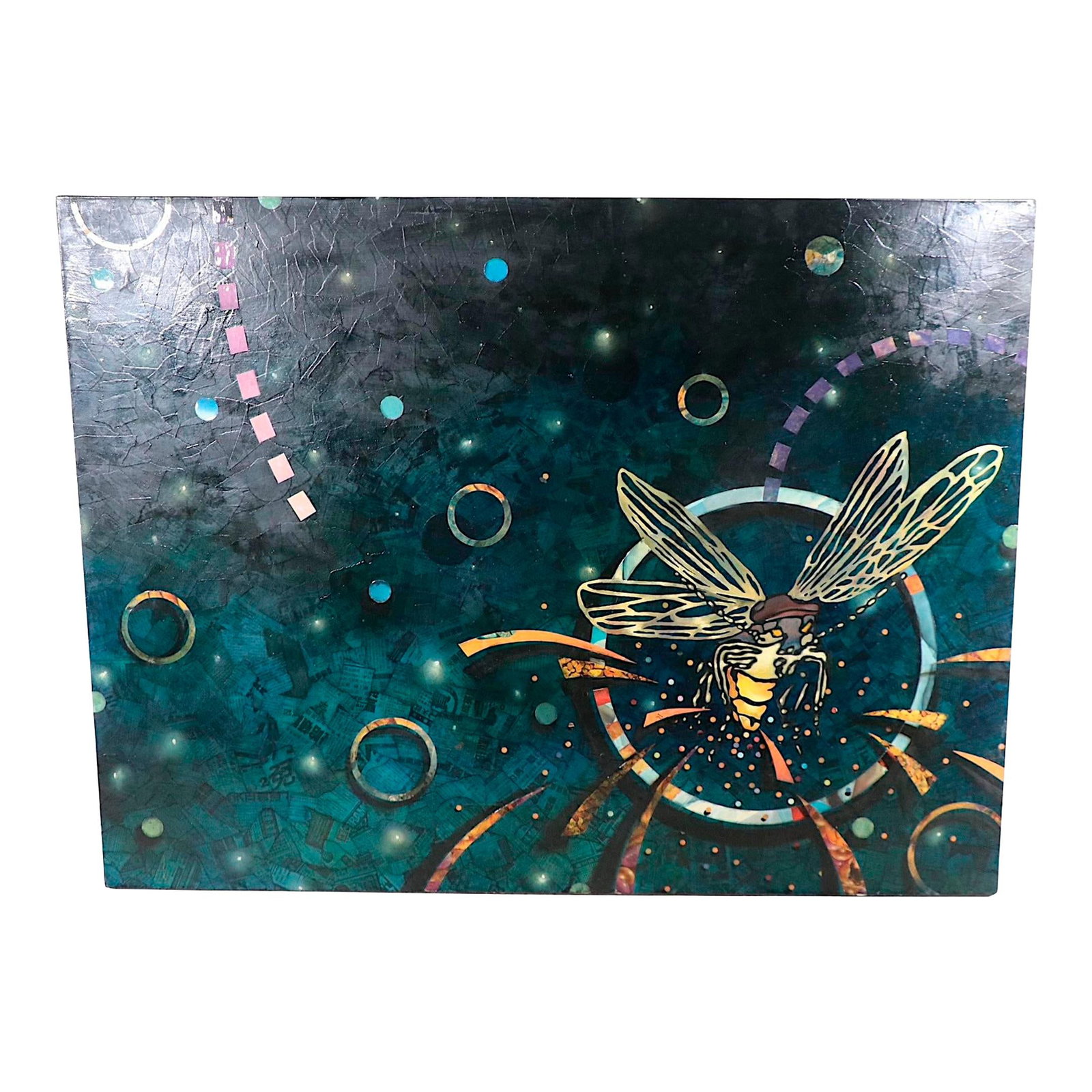 Scatterbug Decoupage Painting by Christopher Murray 2001 Troy NY Artist (1 of 10)