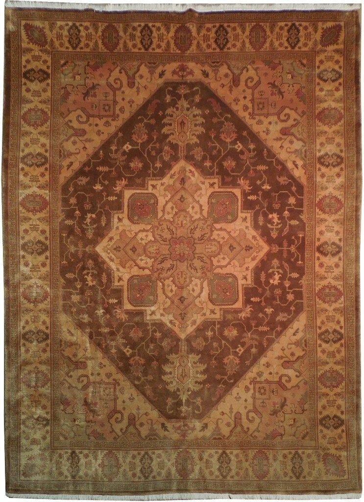 Handcrafted 8'10" x 11'9" Persian Heriz Tabriz Rug Warm Brown Iran: Handcrafted 8'10" x 11'9" Persian Heriz Tabriz Rug Warm Brown Iran Free continental US Shipping Introducing the stunning 8.10 x 11.9 Persian Heriz Tabriz Quality Iran Rug in warm brown, a true masterp