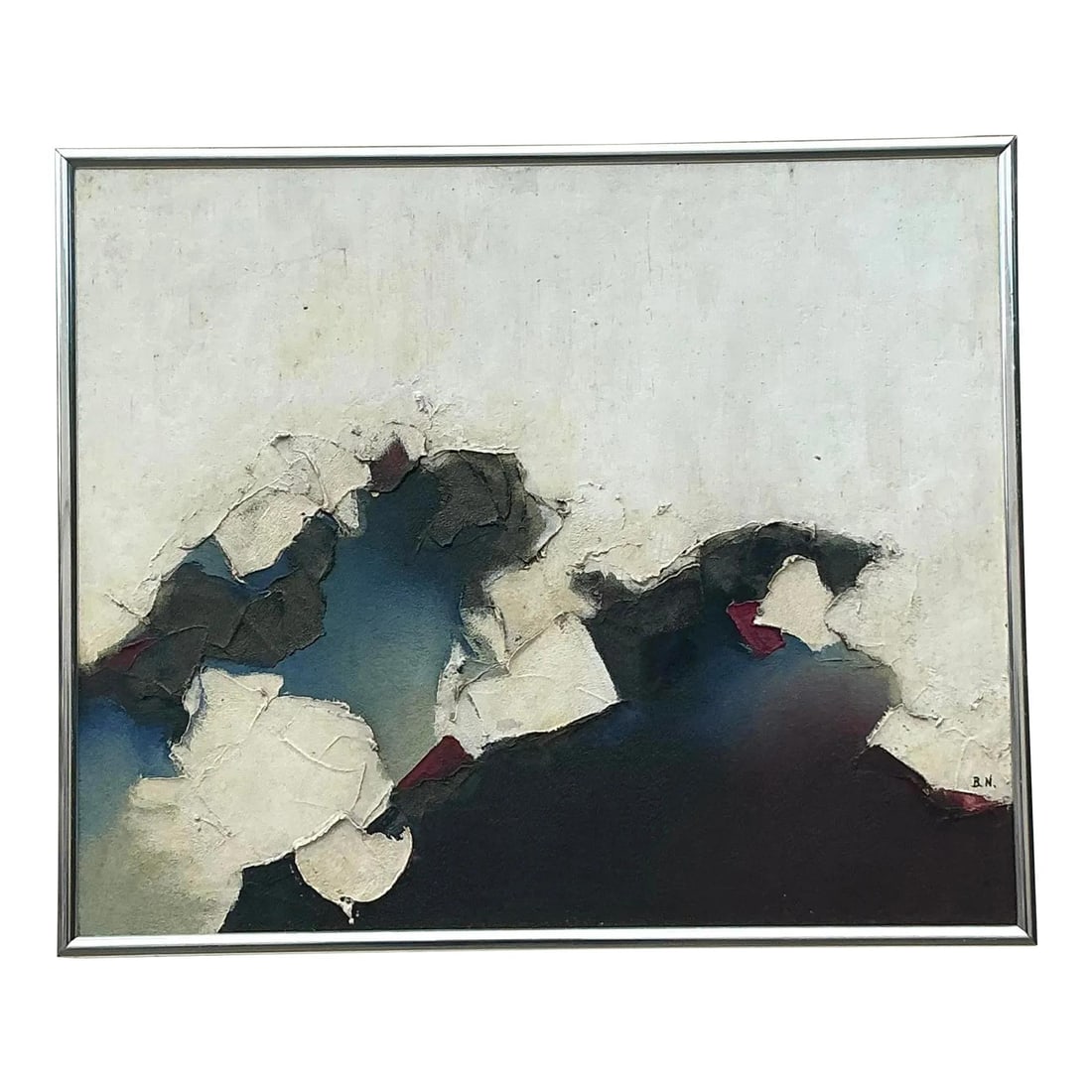 Vintage Boho Mid-Century Modern Textured Abstract Oil Painting Canvas (1 of 9)
