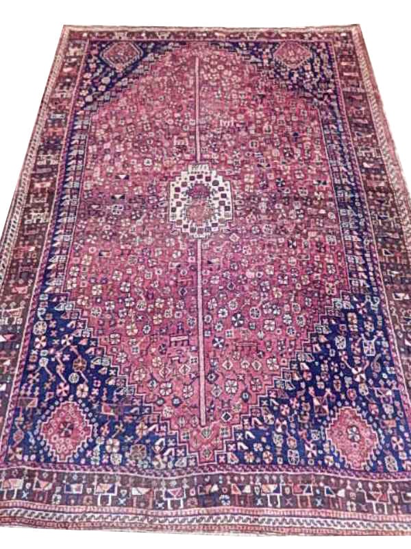 Vibrant 6'10 x 9'7 Persian Shiraz Tribal Handcrafted Rug: Vibrant 6'10 x 9'7 Persian Shiraz Tribal Handcrafted Rug Free continental US Shipping Enhance your living space with this exquisite 6' 10" x 9' 7" Persian Shiraz Tribal Rug. This stunning piece featur