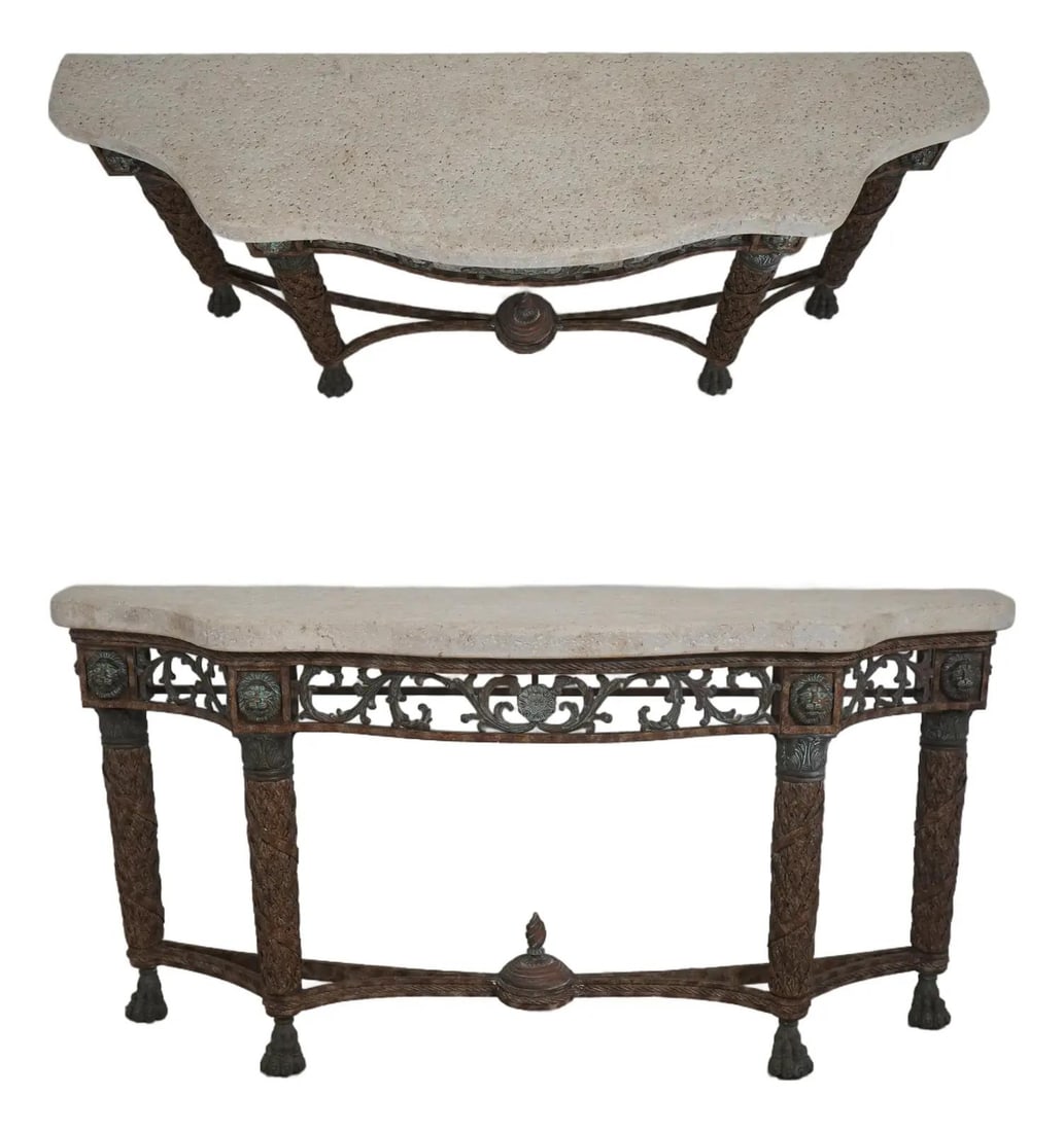 Maitland Smith Bronze Stone Top Console Table (1 of 10)