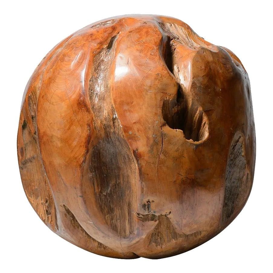 Vintage Balinese Burlwood Polished Sphere Sculpture 21 Inch Diameter (1 of 10)