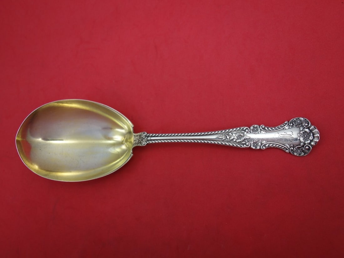 Gorham Cambridge Sterling Silver Gold Washed Berry Spoon 9 Inch (1 of 2)