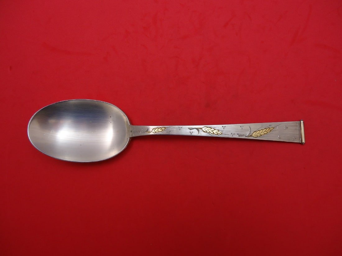 Gorham Golden Wheat Sterling Silver Serving Spoon 8.5 inches: Gorham Golden Wheat Sterling Silver Serving Spoon 8.5 inches This exquisite serving spoon features the elegant Golden Wheat pattern by Gorham. Crafted from high-quality sterling silver, it measures 8 