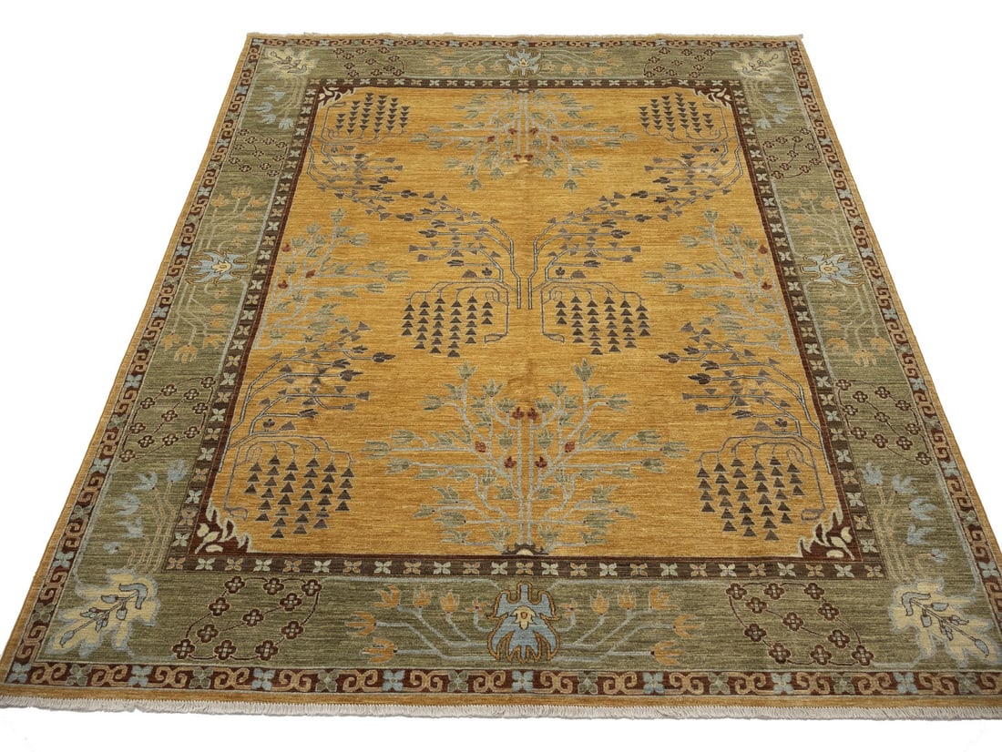 Hand-Knotted Wool Afghan Herati Tribal Area Rug 7'11 x 9'8 Floral Pattern: Hand-Knotted Wool Afghan Herati Tribal Area Rug 7'11 x 9'8 Floral Pattern This 8x10 Afghan Herati Oriental rug features a rare tribal design hand-knotted from handspun wool. Showcasing a floral patter