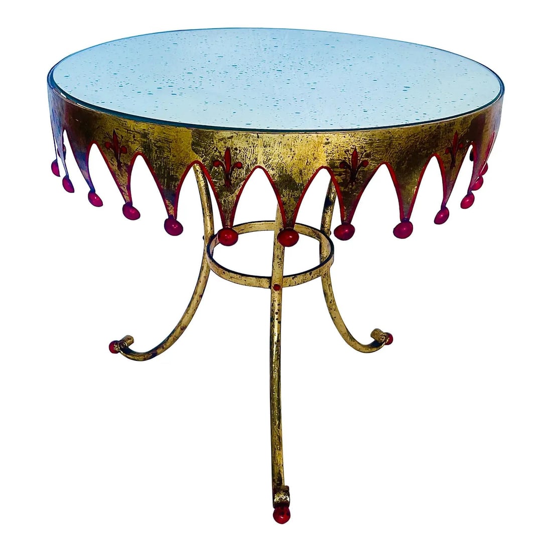 Italian gilt metal harlequin side table with mirrored top (1 of 10)