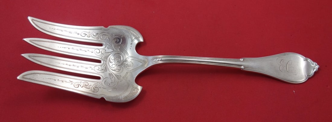 Vanderslice Gothic Eureka Sterling Silver Fish Serving Fork 4-Tine 8 3/4 inch: Vanderslice Gothic Eureka Sterling Silver Fish Serving Fork 4-Tine 8 3/4 inch This exquisite serving fork, known as Gothic aka Eureka, is crafted from high-quality sterling silver by Vanderslice. Dati