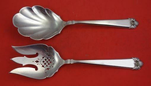 Watson George II Sterling Silver 2pc Salad Serving Set Fork Spoon: Watson George II Sterling Silver 2pc Salad Serving Set Fork Spoon Elevate your dining experience with this exquisite George II by Watson Sterling Silver Salad Serving Set. This 2-piece set includes a 