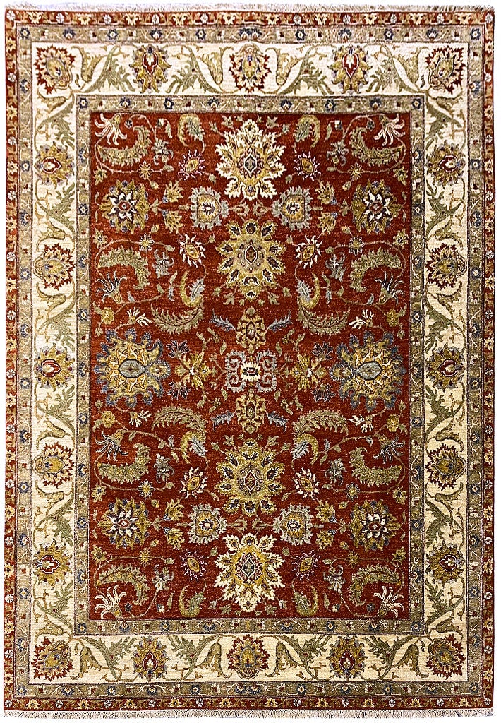 Handmade Agra Area Rug 8' x 10' Natural Wool Traditional Design: Handmade Agra Area Rug 8' x 10' Natural Wool Traditional Design Free continental US Shipping Discover the elegance of the 8.0 x 10.0 Quality Handmade Agra Rug crafted from the finest natural wool. Thi