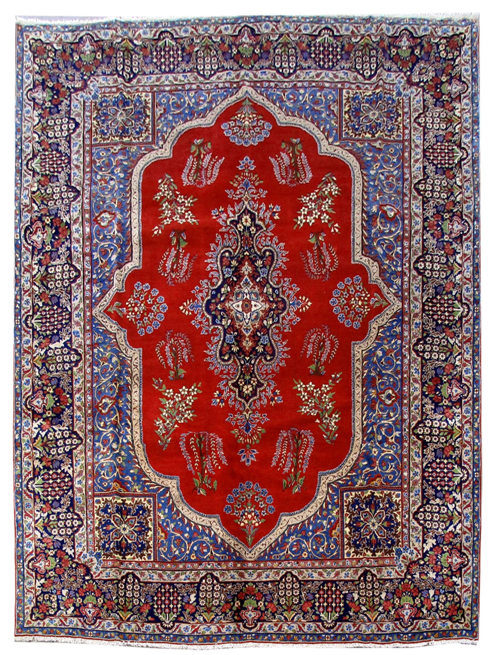 Persian Tabriz Sarouk Rug 9'7" x 12'11" Handmade Wool: Persian Tabriz Sarouk Rug 9'7" x 12'11" Handmade Wool Free continental US Shipping Transform your living space with this exquisite Persian Tabriz Sarouk Rug, measuring 9' 7" x 12' 11". Handcrafted by 