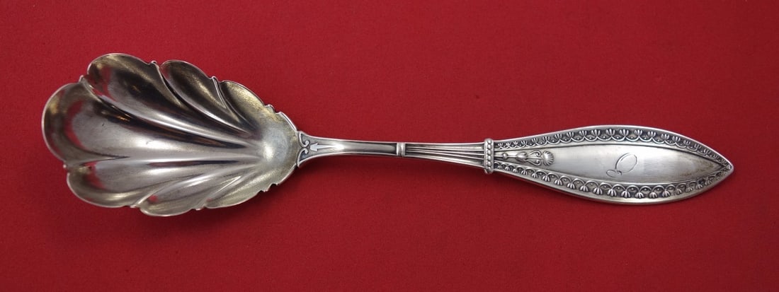 Rare Schulz & Fischer Sterling Silver Sugar Spoon Shell 6" (1 of 1)