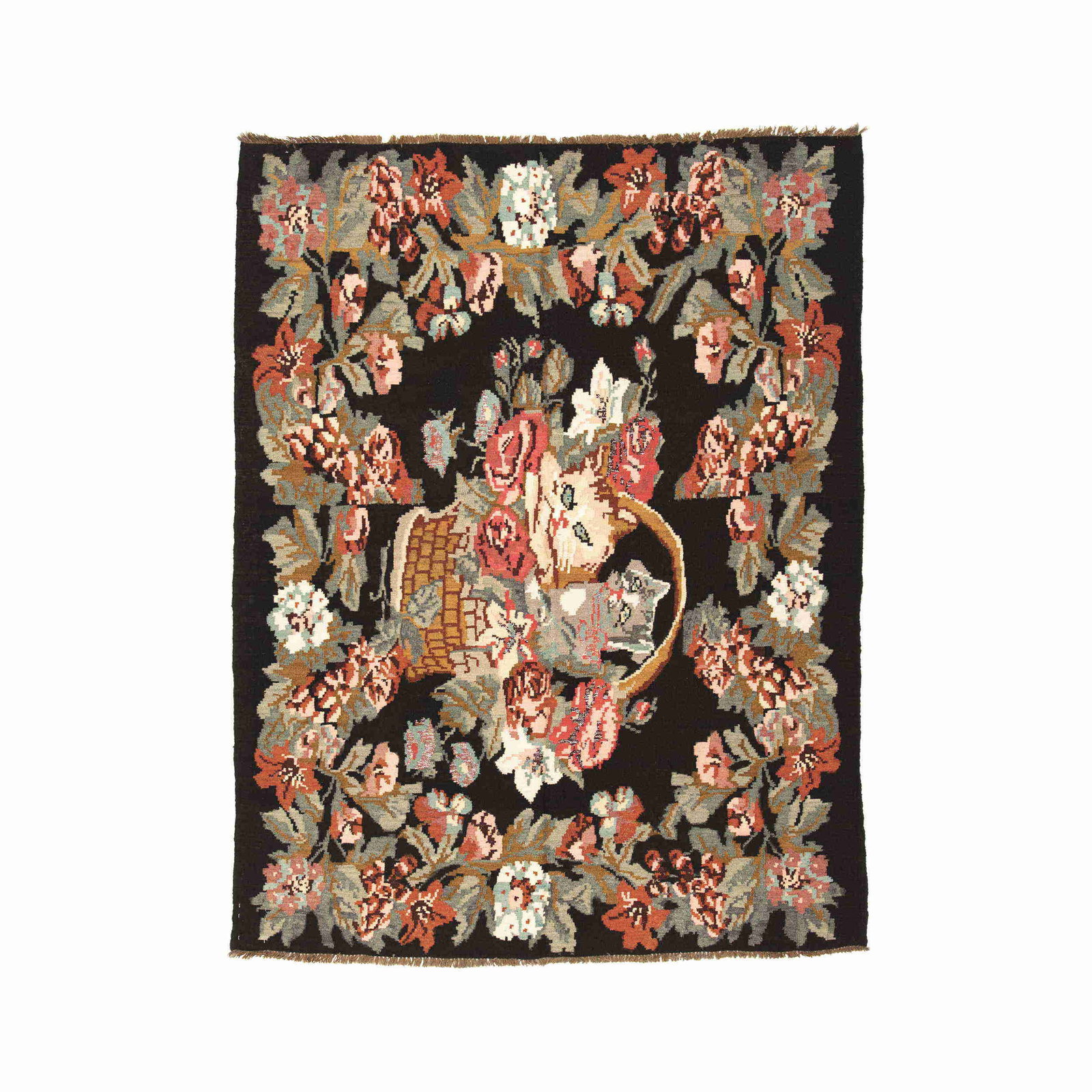 Authentic Handmade Karabag Wool Kilim 71.7 x 93.3 Inches: Authentic Handmade Karabag Wool Kilim 71.7 x 93.3 Inches Discover the beauty of this authentic handmade Karabag kilim, expertly woven from high-quality wool on wool. This flat-woven rug showcases intr