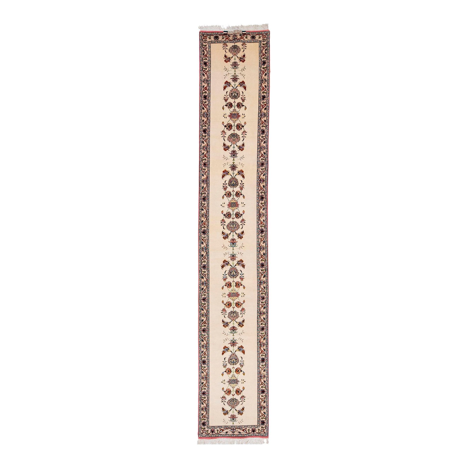 Ivory Modern Persian Tabriz Wool Runner 2'3 x 12'8 Shah Abbasi Design (1 of 10)