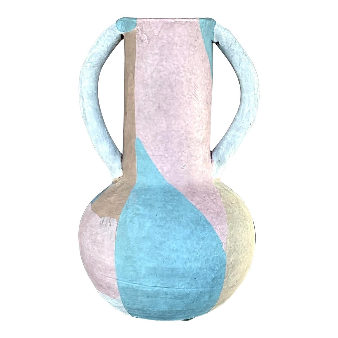 Vintage Boho Pottery Vase Sky Blue 7.5 Tall: Vintage Boho Pottery Vase Sky Blue 7.5 Tall Discover this stunning vintage Boho studio pottery vase, featuring a chic Postmodern design in soft, muted colors. Its elegant sky blue hue adds a touch of 