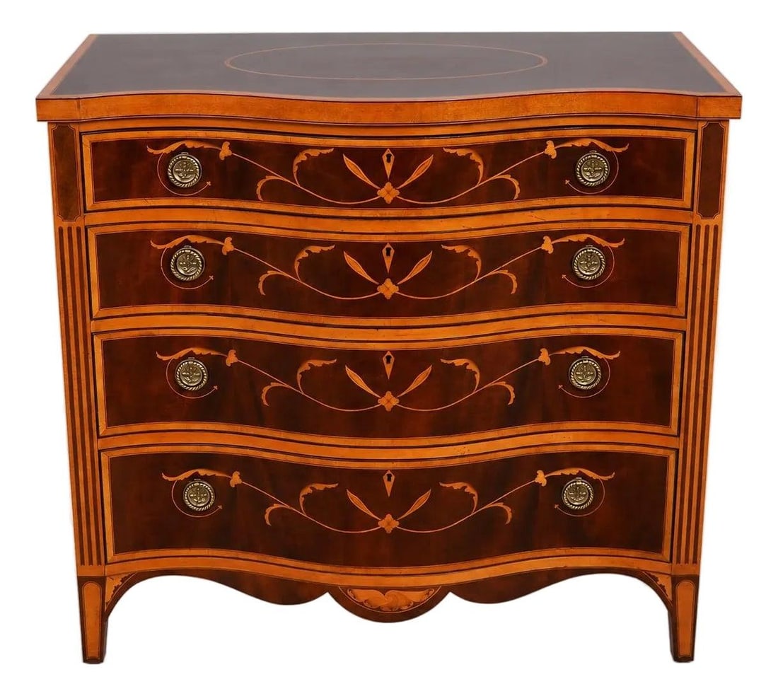 Mahogany bow front chest Baker Colonial Williamsburg 39.5w x 22d x 36.5h (1 of 10)