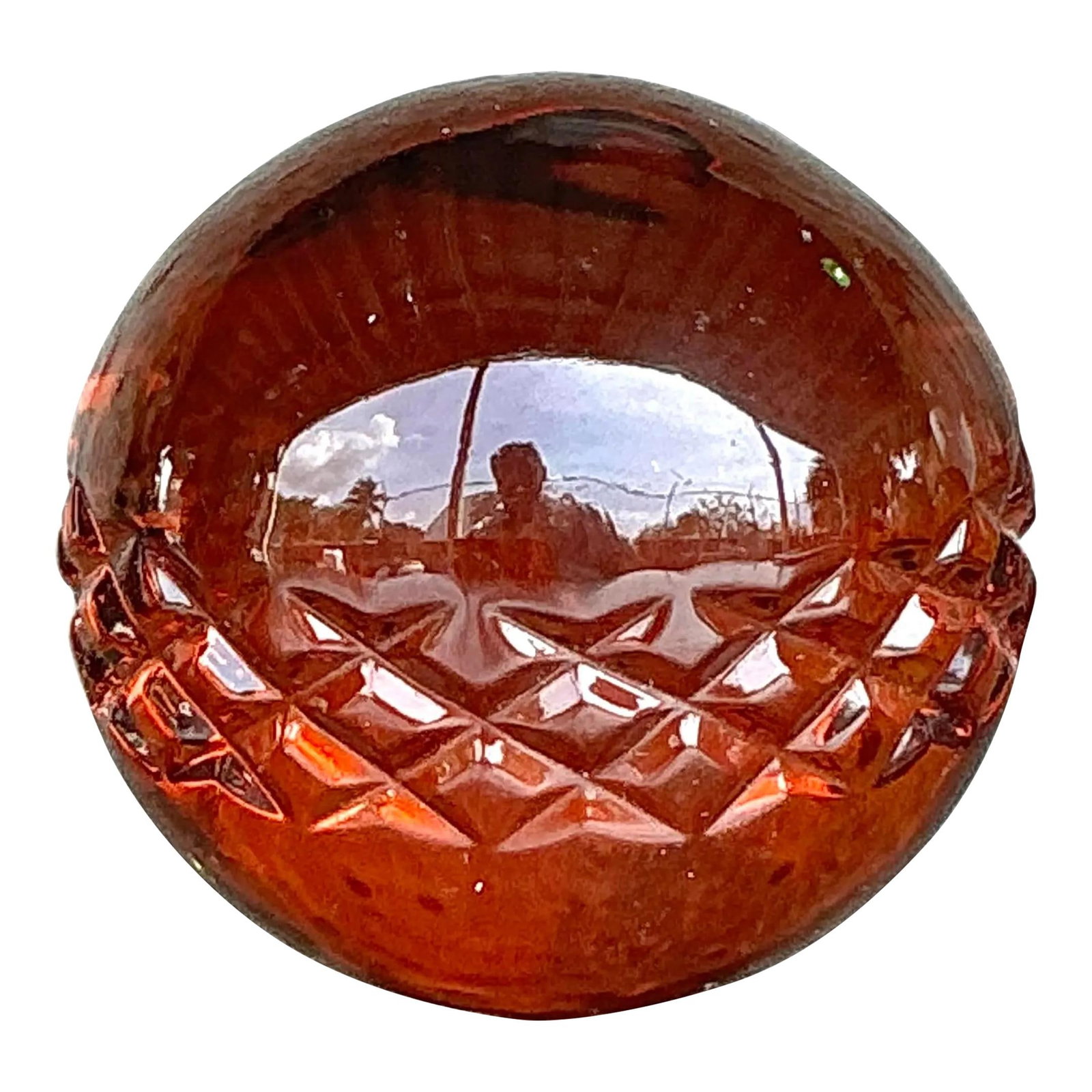 Vintage Regency Band Amber Glass Sphere Decorative Accent (1 of 4)