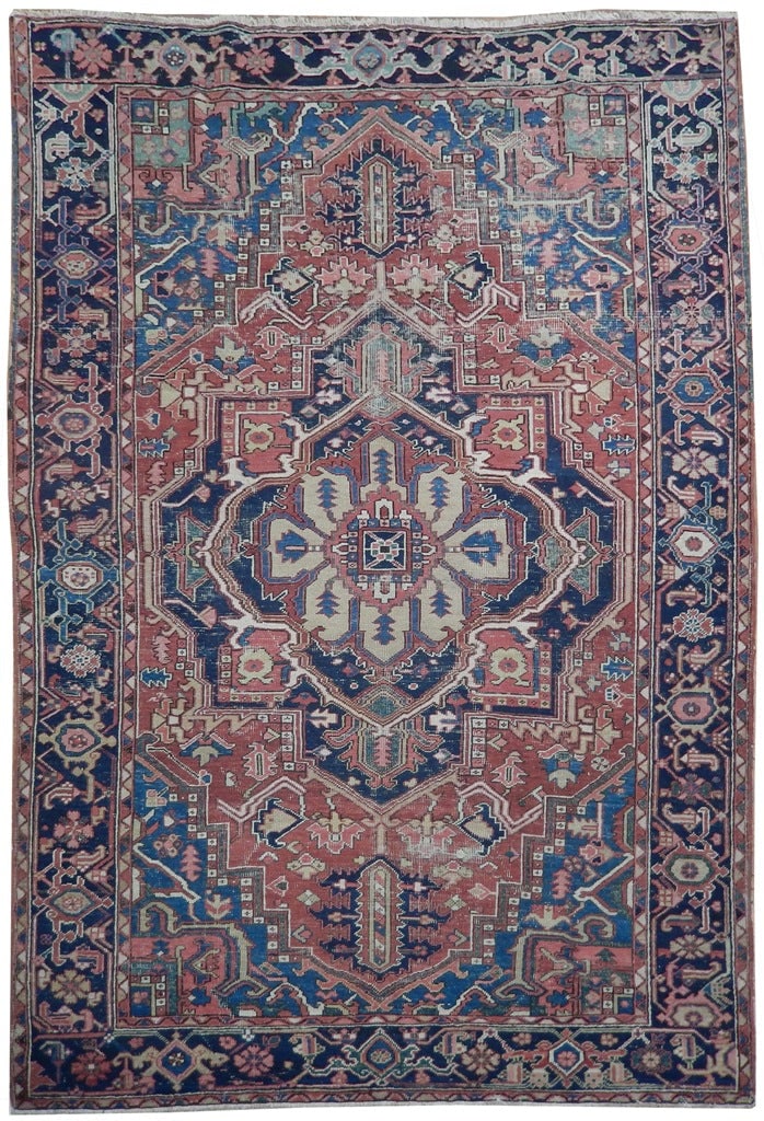Rare 6'10 x 10' Hand-Knotted Red Antique Persian Heriz Rug: Rare 6'10 x 10' Hand-Knotted Red Antique Persian Heriz Rug Free continental US Shipping Enhance your home with this one-of-a-kind Red Antique Persian Heriz Rug, measuring 6' 10" x 10'. This exquisite 