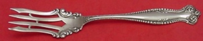 Sterling Silver Cold Meat Serving Fork Canterbury Pattern by Towle 7.5 Inch: Sterling Silver Cold Meat Serving Fork Canterbury Pattern by Towle 7.5 Inch This is a sterling silver cold meat fork in the Canterbury pattern by Towle. The fork measures 7 1/2 inches in length, is no
