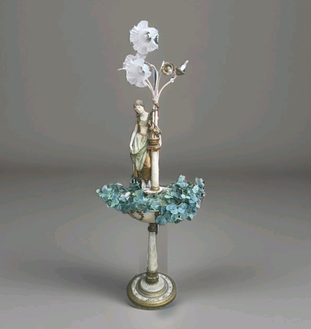 Collection Francaise Art Nouveau Revival Floor Lamp with Jardiniere 60 inches: Collection Francaise Art Nouveau Revival Floor Lamp with Jardiniere 60 inches Vintage Collection Francaise floor lamp with jardiniere, described as an original French Art Nouveau Revival design with a