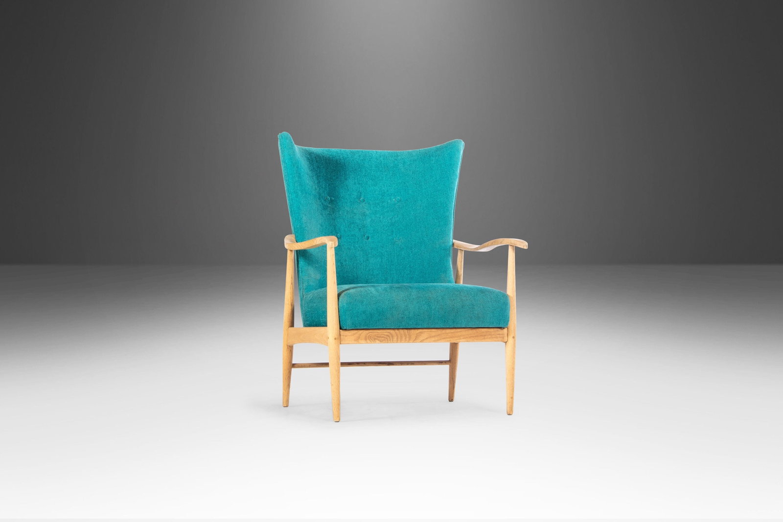 Mid-Century American of Martinsville High Back Lounge Chair Seafoam Velvet 1960s: Mid-Century American of Martinsville High Back Lounge Chair Seafoam Velvet 1960s Discover this early and rare Mid-Century Modern High Back Lounge Chair by American of Martinsville, crafted in the 1960
