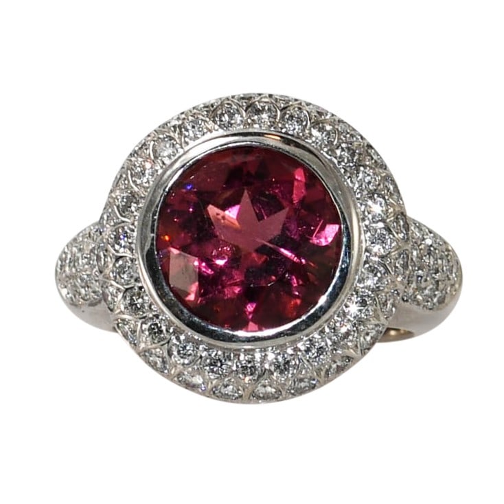 Unbranded 18K White Gold Ring with 3.75 ct Rubellite and Diamond (1 of 9)