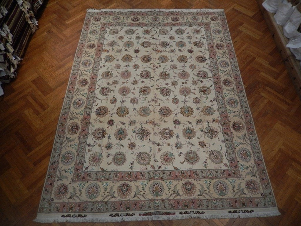 Exquisite 9.10 x 13 Persian Tabriz Rug Signed Wool Silk 500 KPSI (1 of 6)
